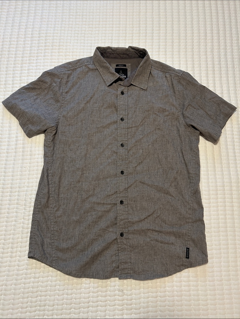 Prana Men's Short-Sleeve Button-Down Shirt - Gray Medium